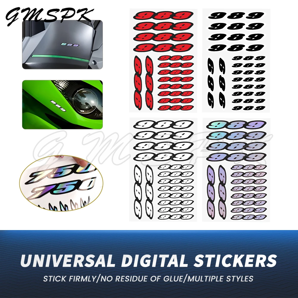 Motorcycle Arabic Numeral Motorcycle Stickers Number 989 Helmet Windshield Fairing Decals Fit for Augusta Brutale 989R 989RR