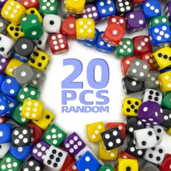20Pcs/Set Random Color 14mm Solid Opaque Colorful Acrylic Round Corner 6 Sided D6 Point Dice For Family Board Games