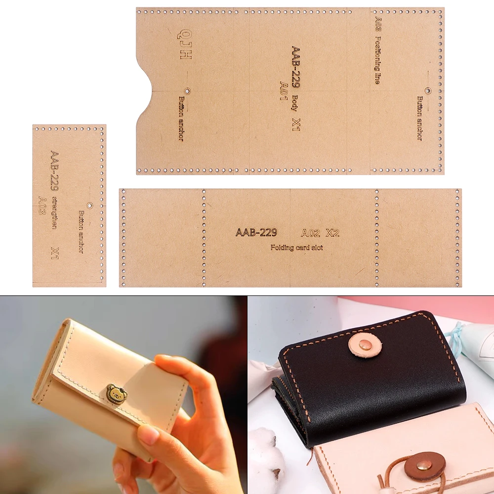 DIY Kraft Paper Pattern Drawing Stencils, Paper Template for Hand Making Leather Wallet Card Bag Mold