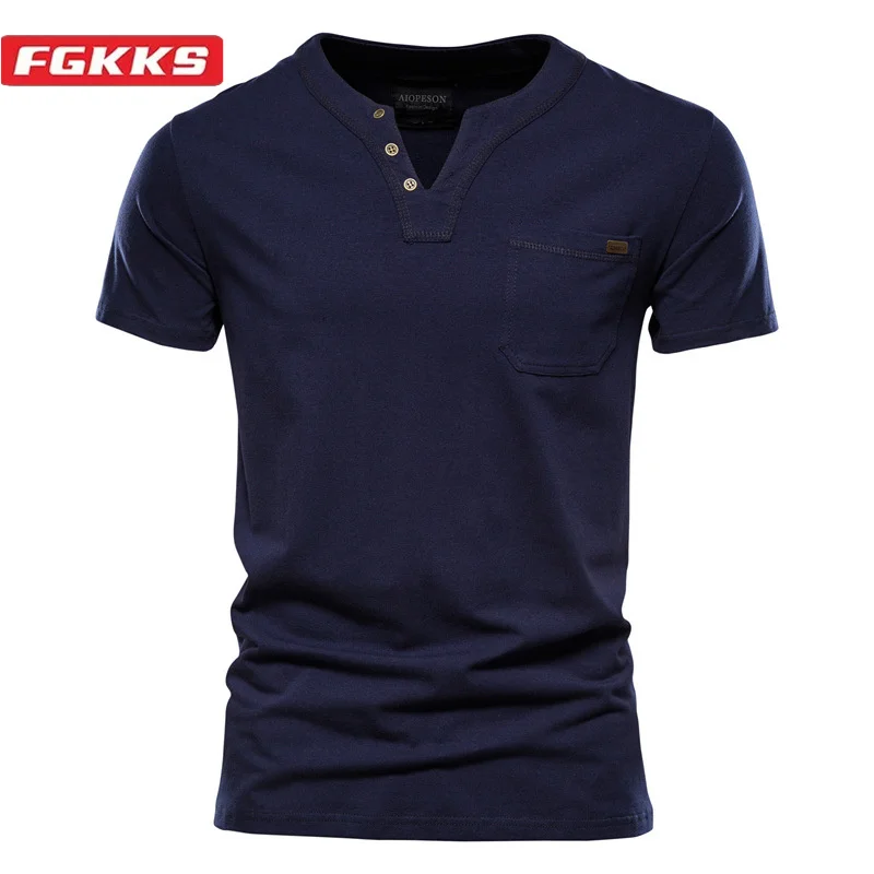 

FGKKS 2024 Outdoor Casual T-shirt For Men Pure Cotton Breathable Slim Short Sleeve High Quality Design Casual T-shirt For Men