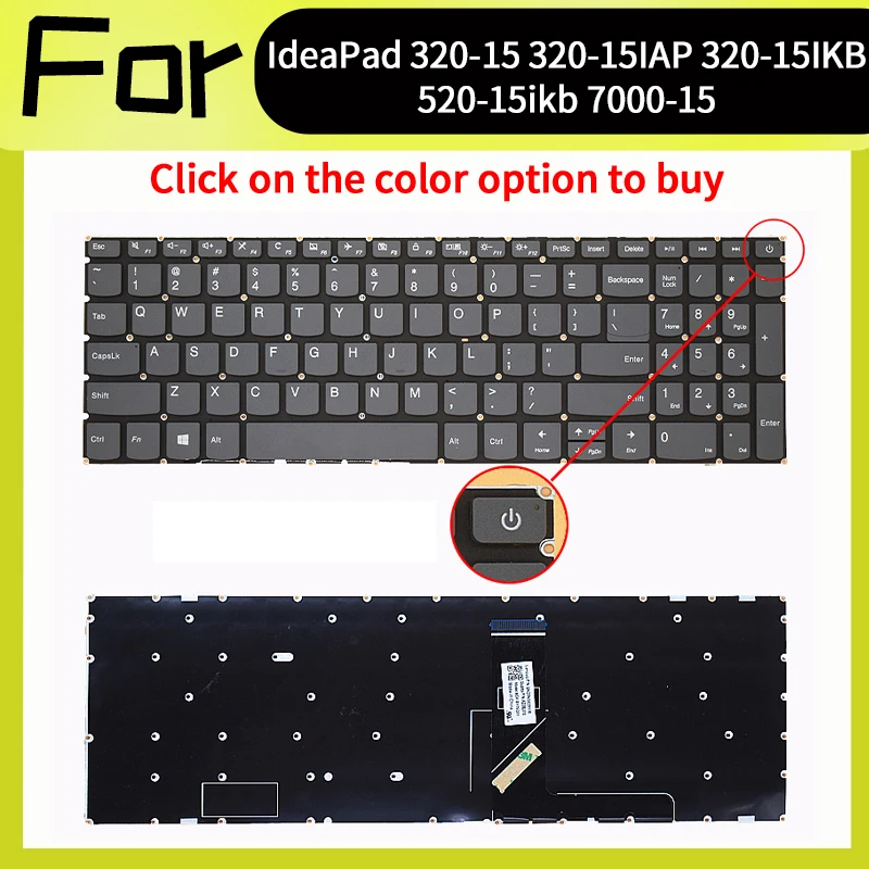 Teclado de repuesto estadounidense para IdeaPad 320-15 320-15ABR 320-15AST 320-15IAP 320-15IKB 520-15IKB S145-15API S145-15AST