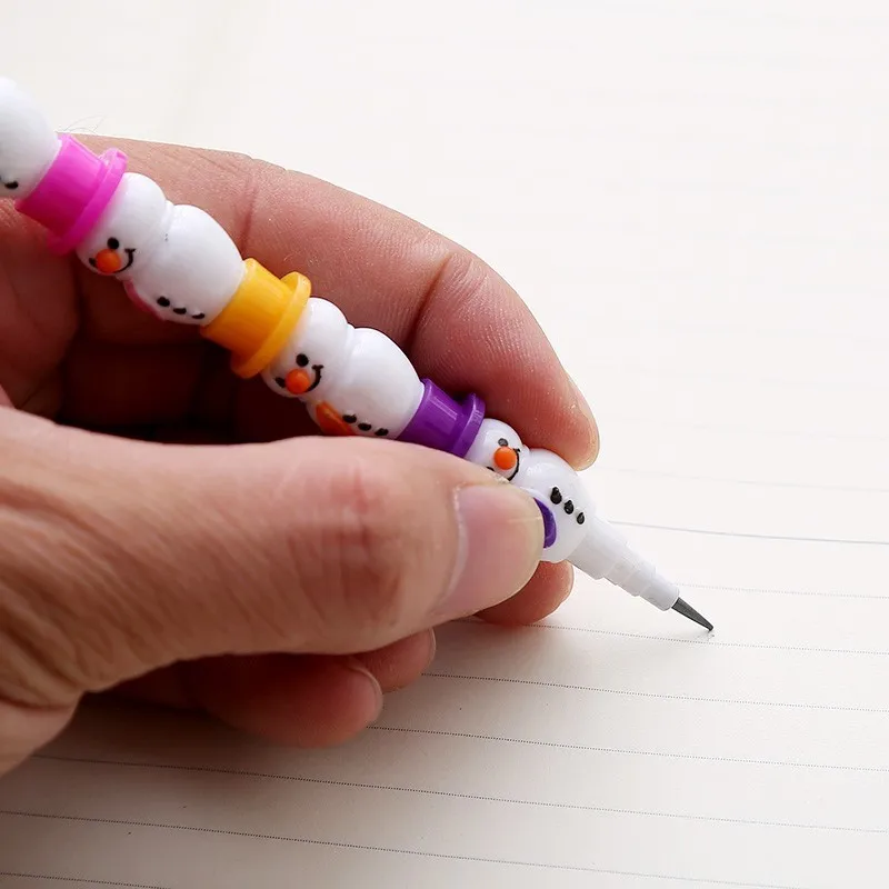 5Pcs Stackable Snowman Crayons And Pencils