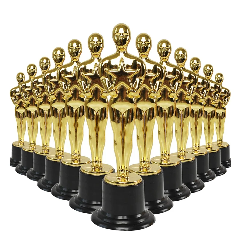 24 Pack Plastic Gold Star Award Trophies Statuette For Party Favors,School Award,Game Prize,Party Prize