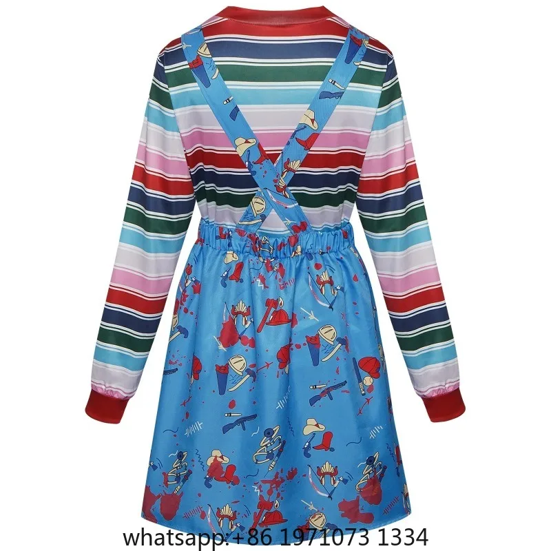 Women Chucky Cosplay Dress Killer Doll Costume Horror Costume Movie Character Outfits Halloween Costumes(140CM-3XL)