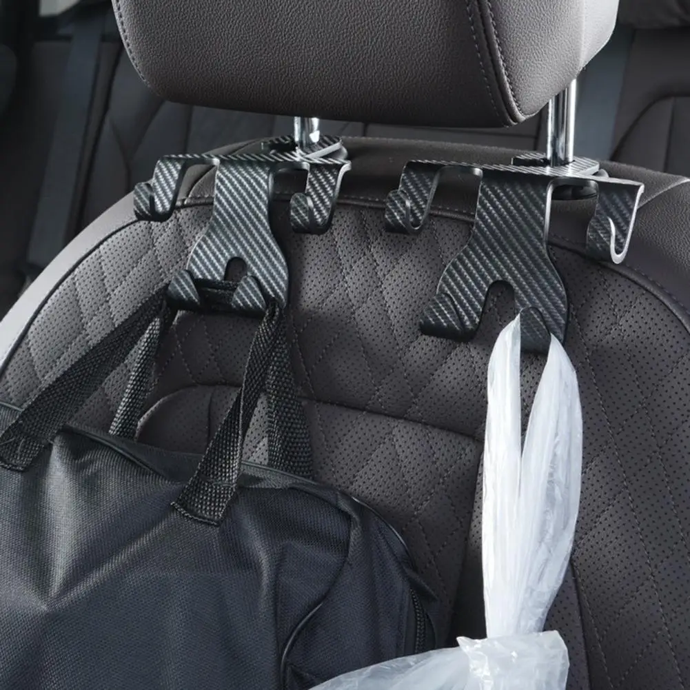 Carbon Fiber Car Seat Hook Neat Organized Car Seat Hooks Carbon Fiber Storage Solution for Purses Bags Auto Accessories