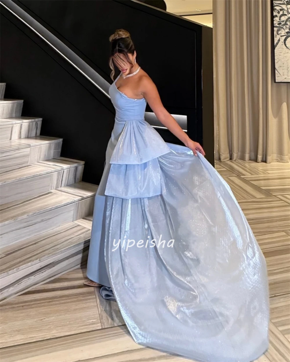 Moda personalizada elegante Jersey acanalado plisado sirena un hombro vestidos largos vestidos de ocasión a medida moda a juego Sexy