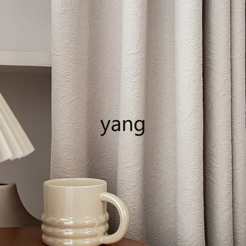 lmm Custom Light Luxury Cream White Blackout Curtains for Living Room Bedroom Jacquard Vintage Curtains for Villa