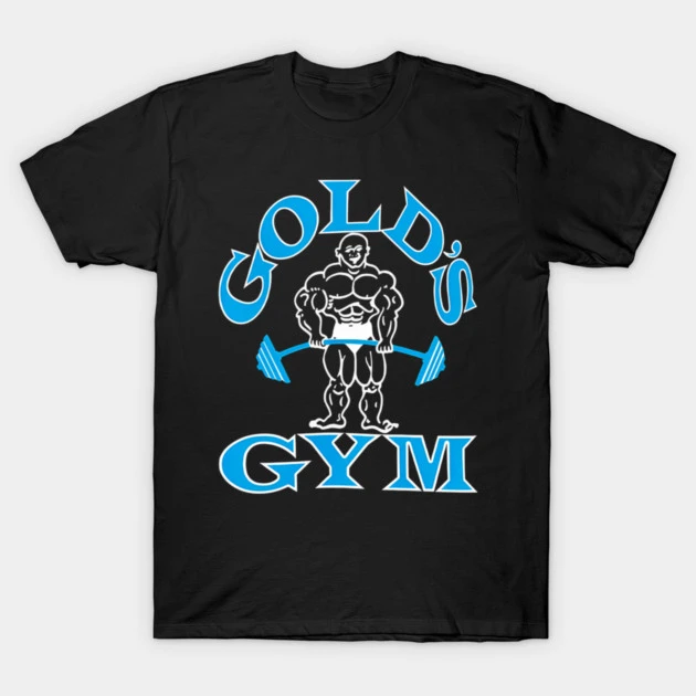 Retro Gold's Gym Classic Blue Bodybuilding GYM Graphic Cotton Tee Printing High-end Luxury Unisex Style Both of Men and Women