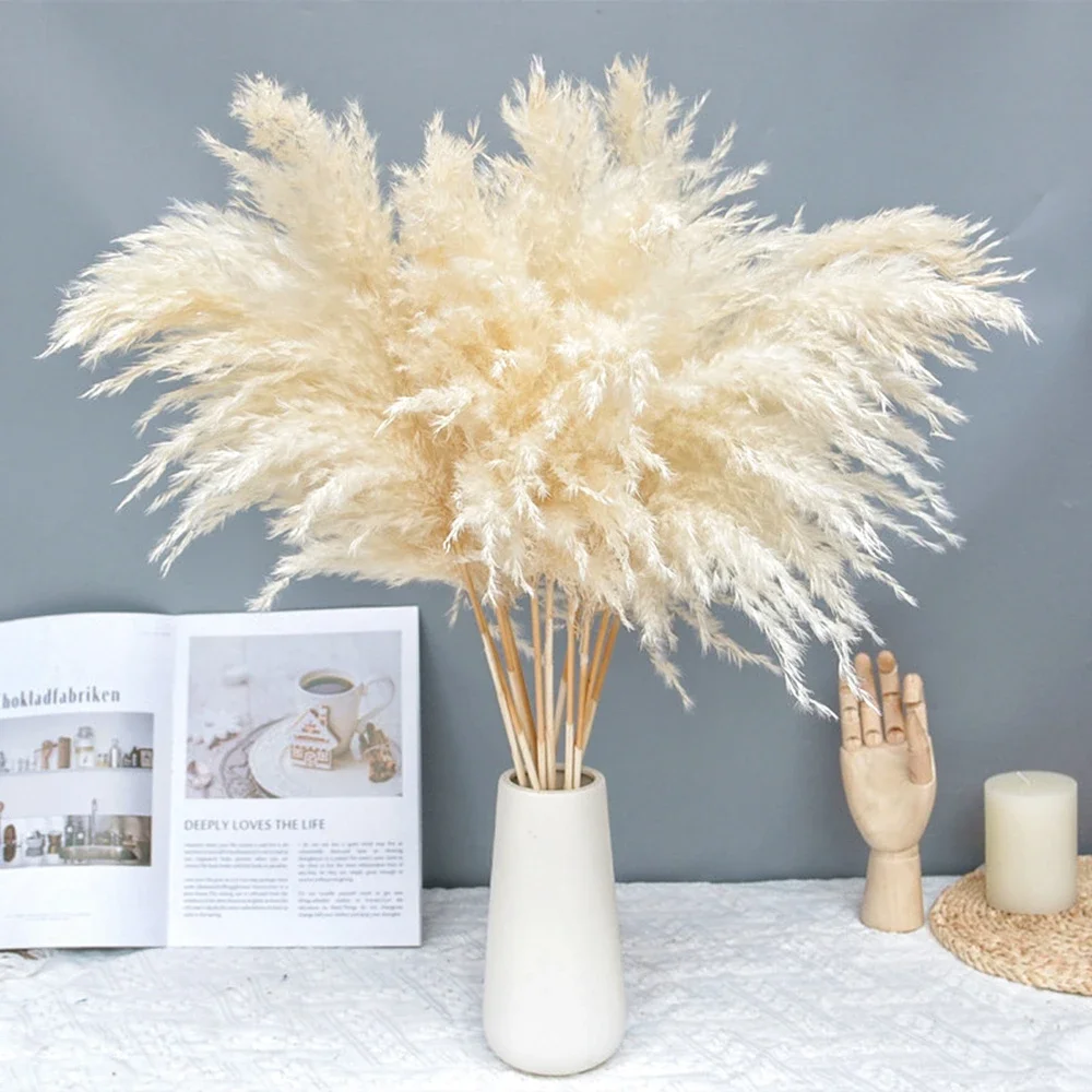 Natural Dried Flowers Bouquet, Reed Pampas, Wheat Ears, Rabbit Tail Grass, Hay for Party, Bohemian Home Decoration, 5Pcs, 10Pcs