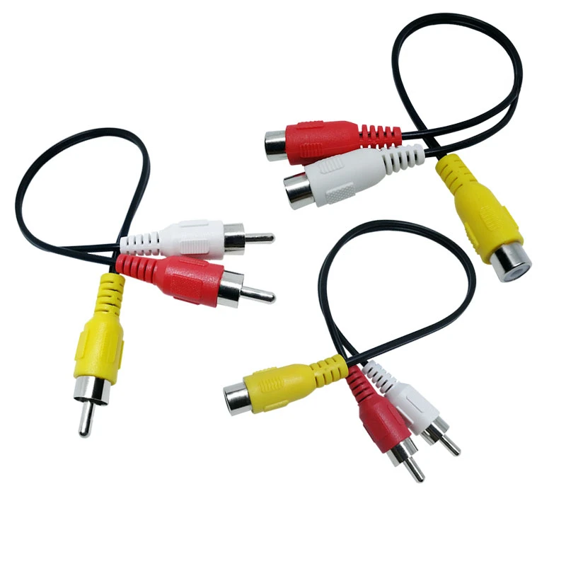 

1/5/10/50Pcs/lot Audio Cable Lotus RCA To Dual Audio Cable Lotus Head 1/2 Audio Video Converter Male To Female