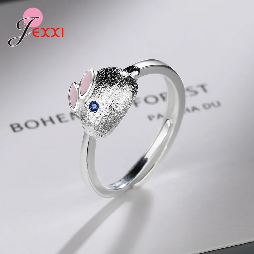 Fashion Cute 925 Sterling Silver Rabbit New Arrival Adjustable Rings For Women Lady Girl Silver 925 Jewelry