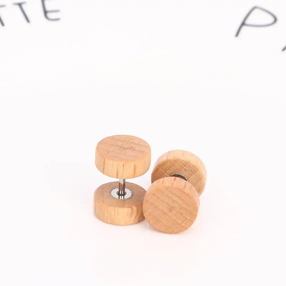 パンクステンレス鋼両面天然木男性女性ボディジュエリーバーベル耳スタッド抗アレルギー