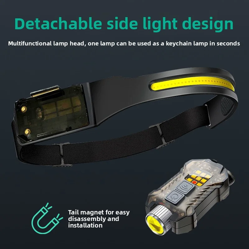 Superlange Akkulaufzeit, abnehmbarer COB-Scheinwerfer, Nachtangeln im Freien, starkes Licht, Fern-LED-Induktionsscheinwerfer