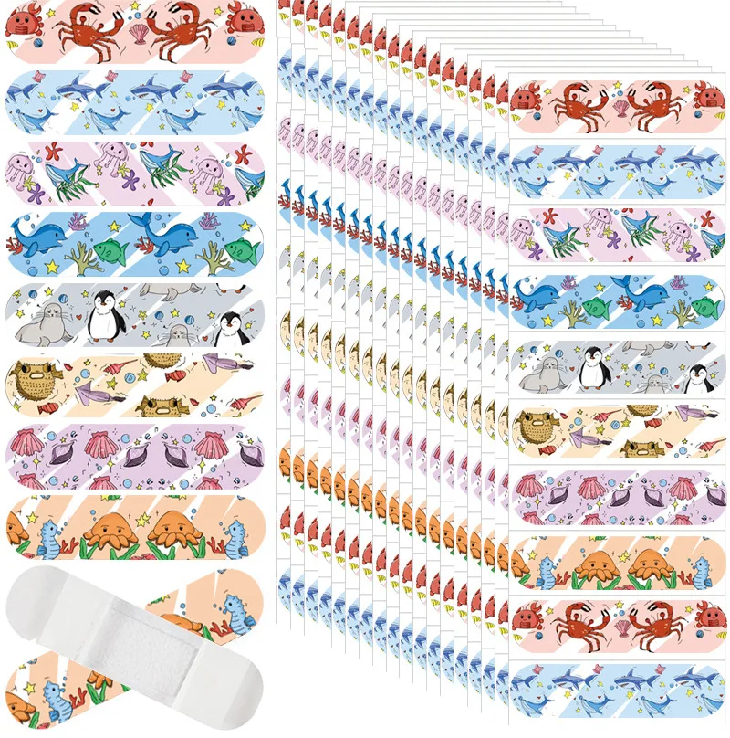 

100Pcs/Set Cartoon Marine Fishes Band Aid Waterproof Plasters for First Aid Strip Wound Dressing Patch Tape Adhesive Bandages