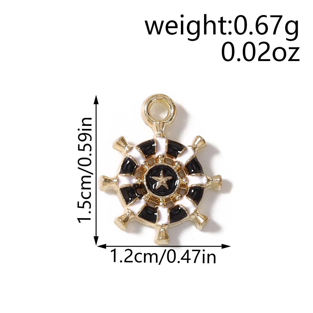 20 Stück 12x15mm Niedliche Emaille-Anhänger in Form von Segelboot-Rädern für DIY-Ohrringe, Halsketten, Handgemachtes Kunsthandwerk und Schmuckherstellungszubehör – Detail 1