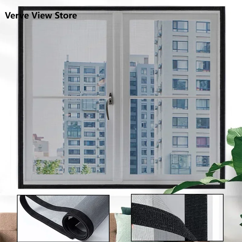 

Insect Mosquito Nets for Window Screen Mesh Custom Size Tulle Invisible Black Polyester fibre Self-adhesive window screen