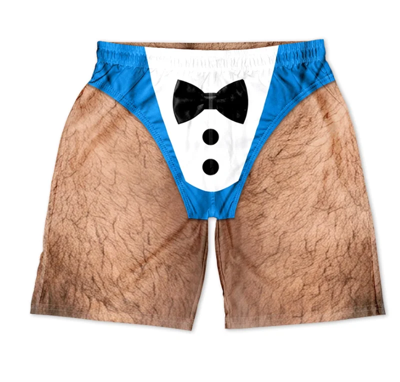 Funny Mens Funny Tuxedo Swim Shorts Male Hairy Body Graphic Print Lightweight Quick Dry Beach Boardshorts For Vacation Clothes