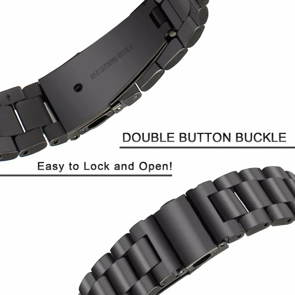 Bracelet en acier inoxydable, 22mm 20mm, pour Samsung Galaxy 7 6 5 4 40/44mm 6Classic Gear S3 Active2, pour Huawei GT3 4Pro Amazfit