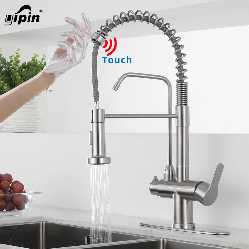 Water Purification Spring Faucet  Pull Out Black Kitchen Faucets Water Purifier Sensor Drinking Water Faucets