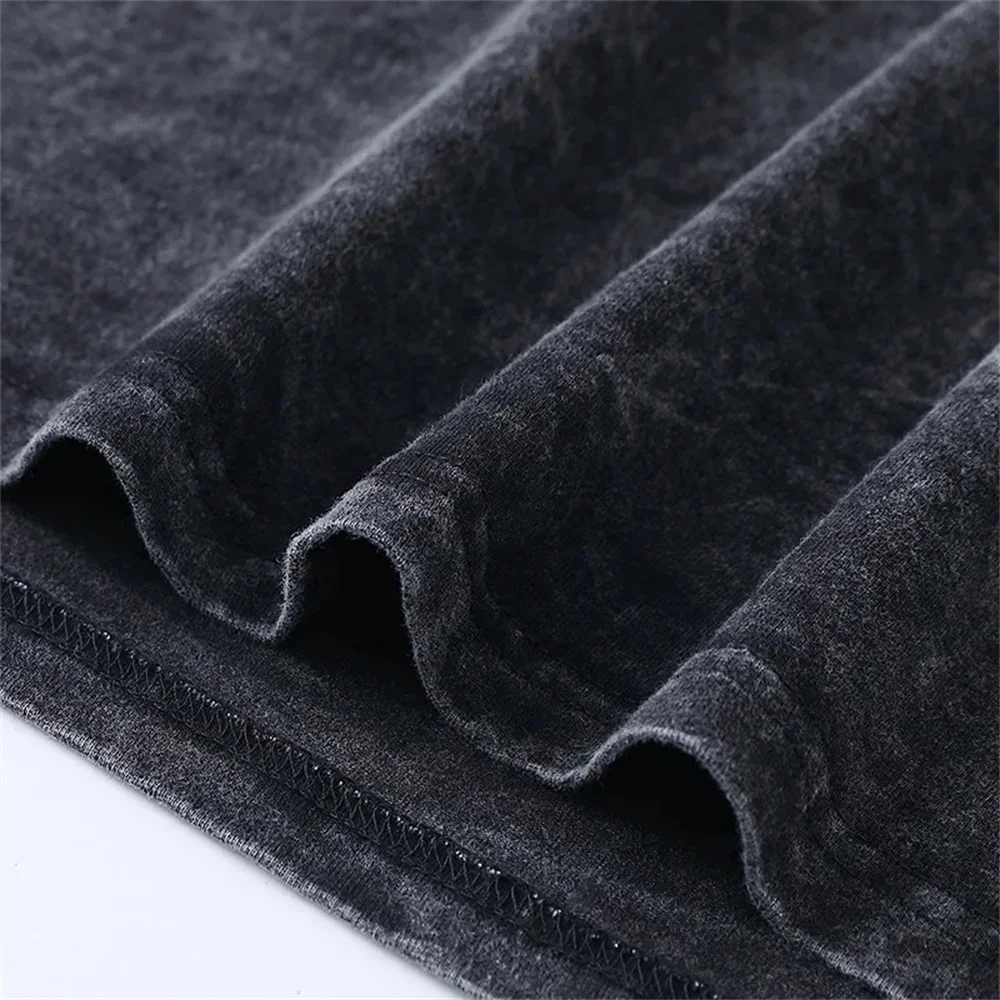 اريز سولو التسوية تي شيرت مانغا الجرافيك تي شيرت خمر غسلها القطن بلايز قصيرة الأكمام المتضخم المحملة الرجال النساء الملابس #5