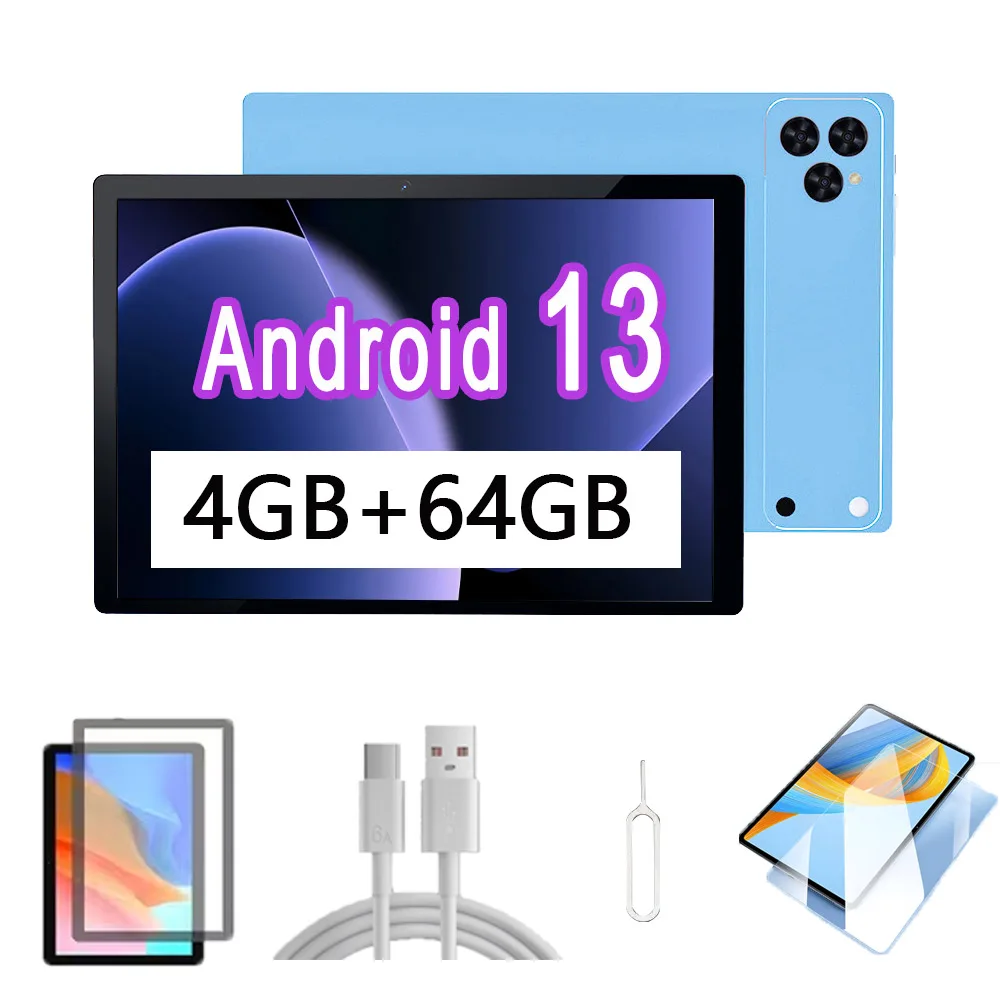 New 10.1-inch Android 13 Tablet, Equipped with 4GB RAM 64GBSupports Dual Cameras 5MP+13MP, 6000mAh Battery Dual SIM dual standby
