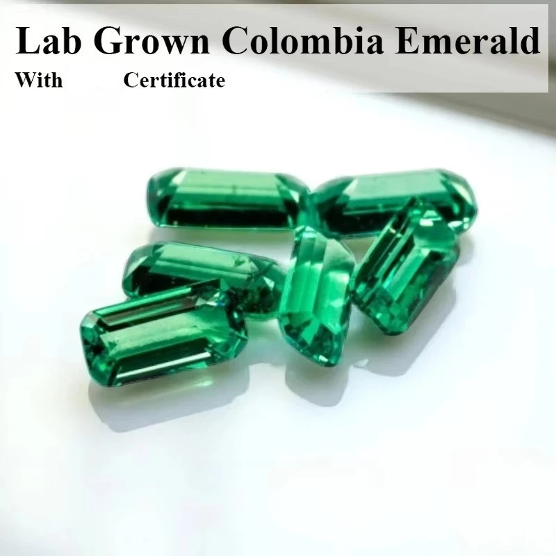 Top Lab Grown Columbia Emerald Stones Hand-cut Hydrothermal Emeralds Gemstone For Diy Jewelry Making Selectable  Certificate