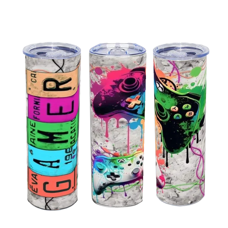 

GAMER Gamepad Tumbler With Lid And Straw 20oz Stainless Steel Water Bottle Vacuum Insulated Cup Summer Winter Drinkware