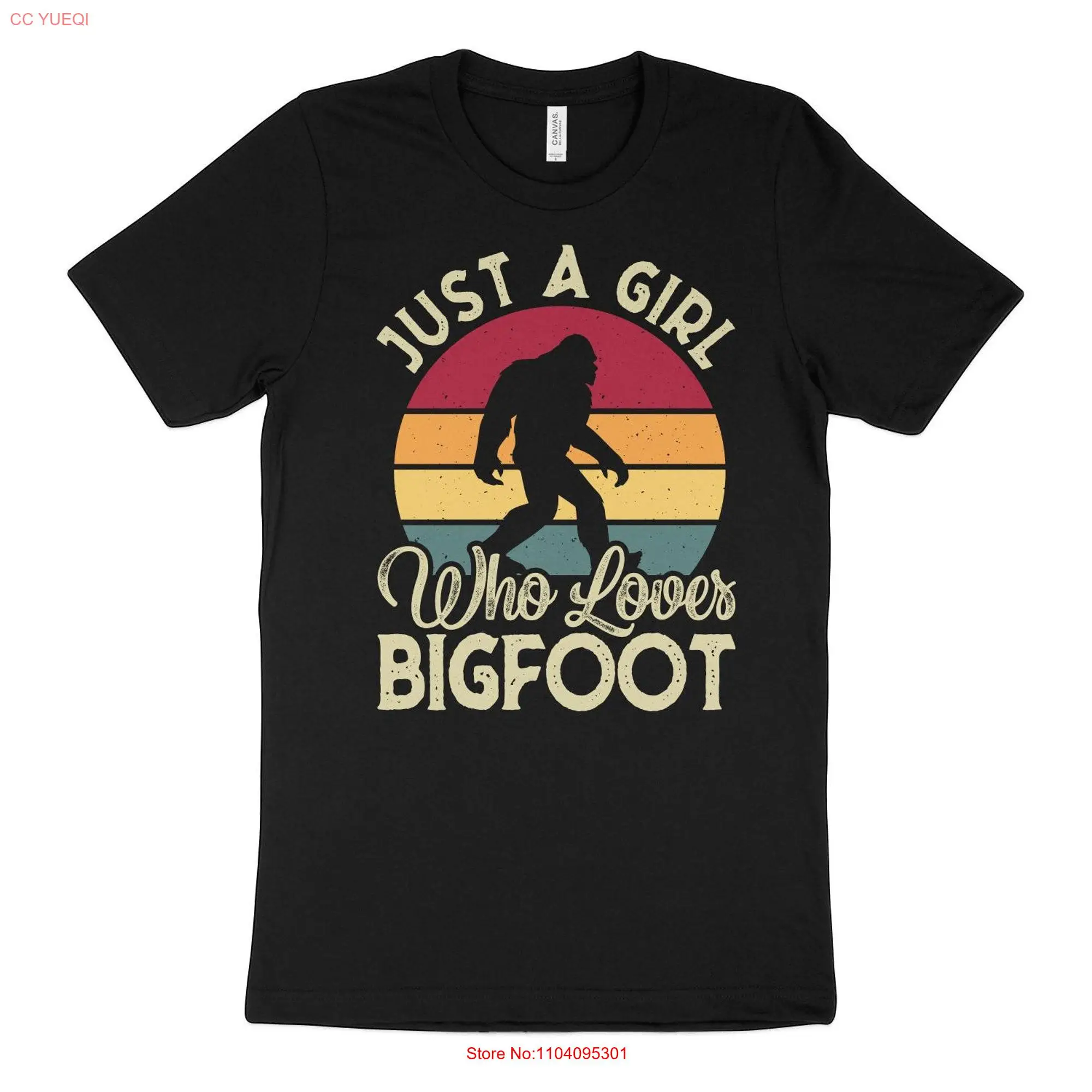 Just A Girl Who Loves Bigfoot Vintage Sunset T Shirt Sasquatch Believer Cryptozoology Lover  long or short sleeves