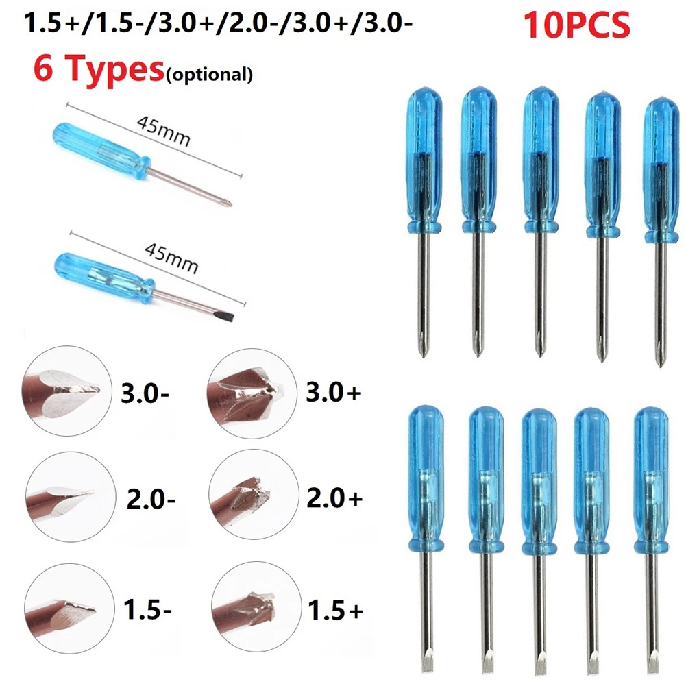 10Pcs Small Screwdriver Set Handle Set 1.5/2.0/3.0mm Slotted Cross Screwdriver Kits For X-Box Laptop Mobile Phone Repair Tool