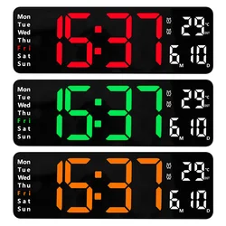 13in Digital Clock Automatic Brightness Dimmer Electronic LED Clocks 10 Speed Control with Remote Control Living Room Decoration