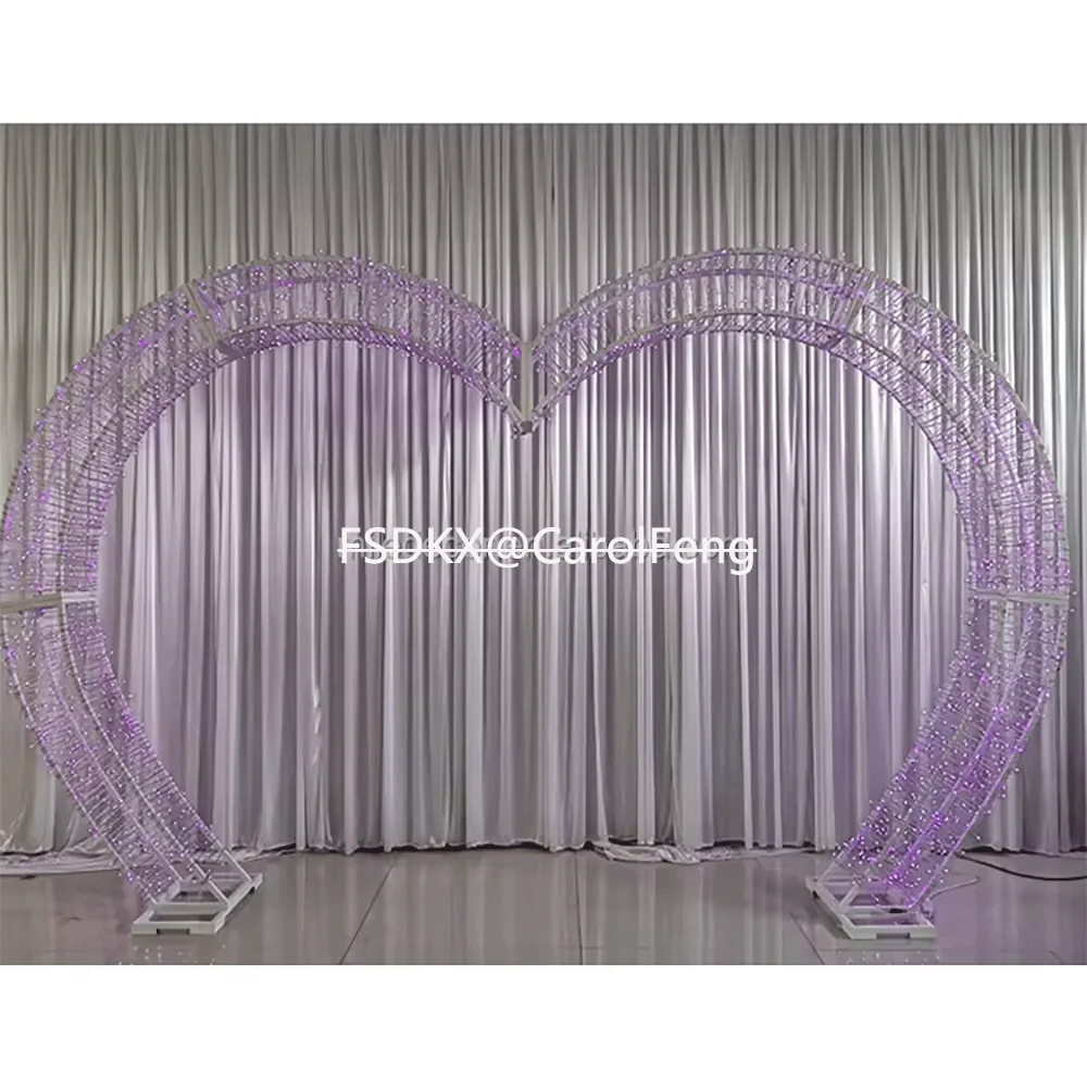 Love heart Wedding Arch Stage Decor Led Love Heart Arch for Wedding Stage Heart Shape Wedding Stage LED Prop