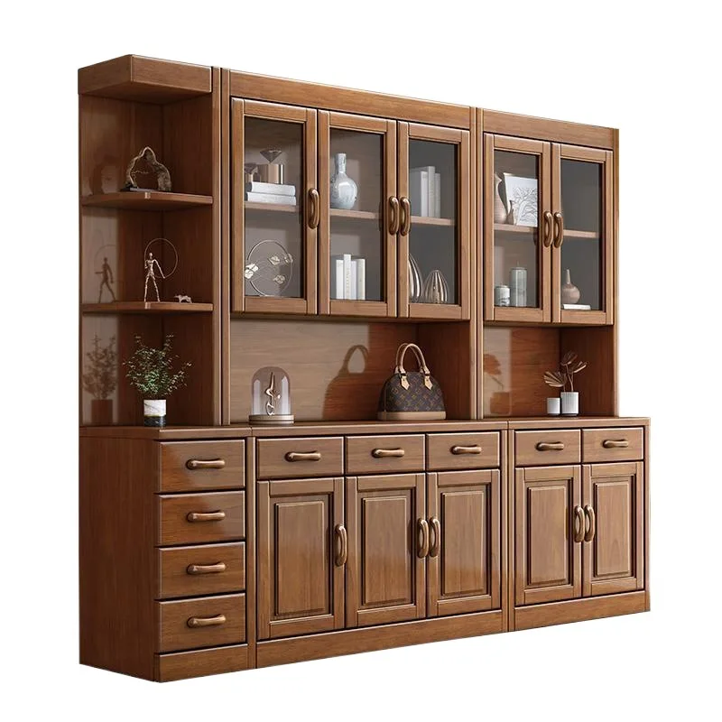 

Solid wood dining side cabinet and wine cabinet are integrated, the entrance door of the living room is against the wall, and th