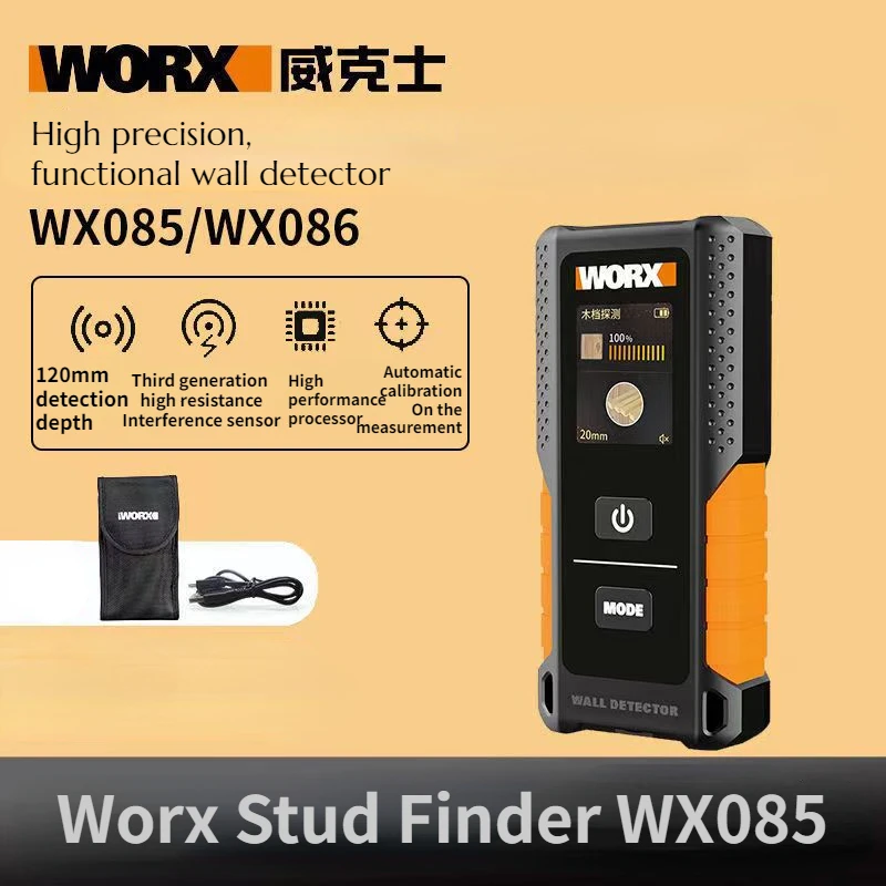 

Youpin Worx Stud Finder WX085 3in1 Multifunctional Wall Detector Metal Wood&AC Cable Detectors Digital Display USB Charger New