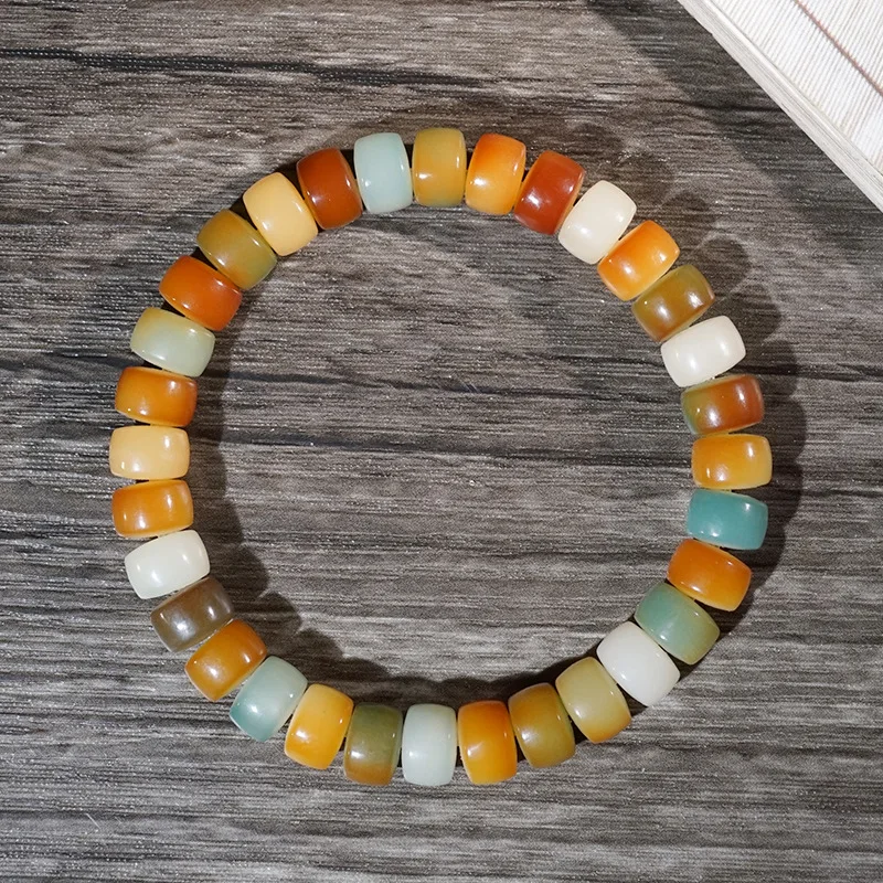 

Разноцветный белый нефрит Бодхи ярких цветов, коллекционный браслет из бисера для планшета, унисекс, вокруг пальца, мягкие украшения из бисера