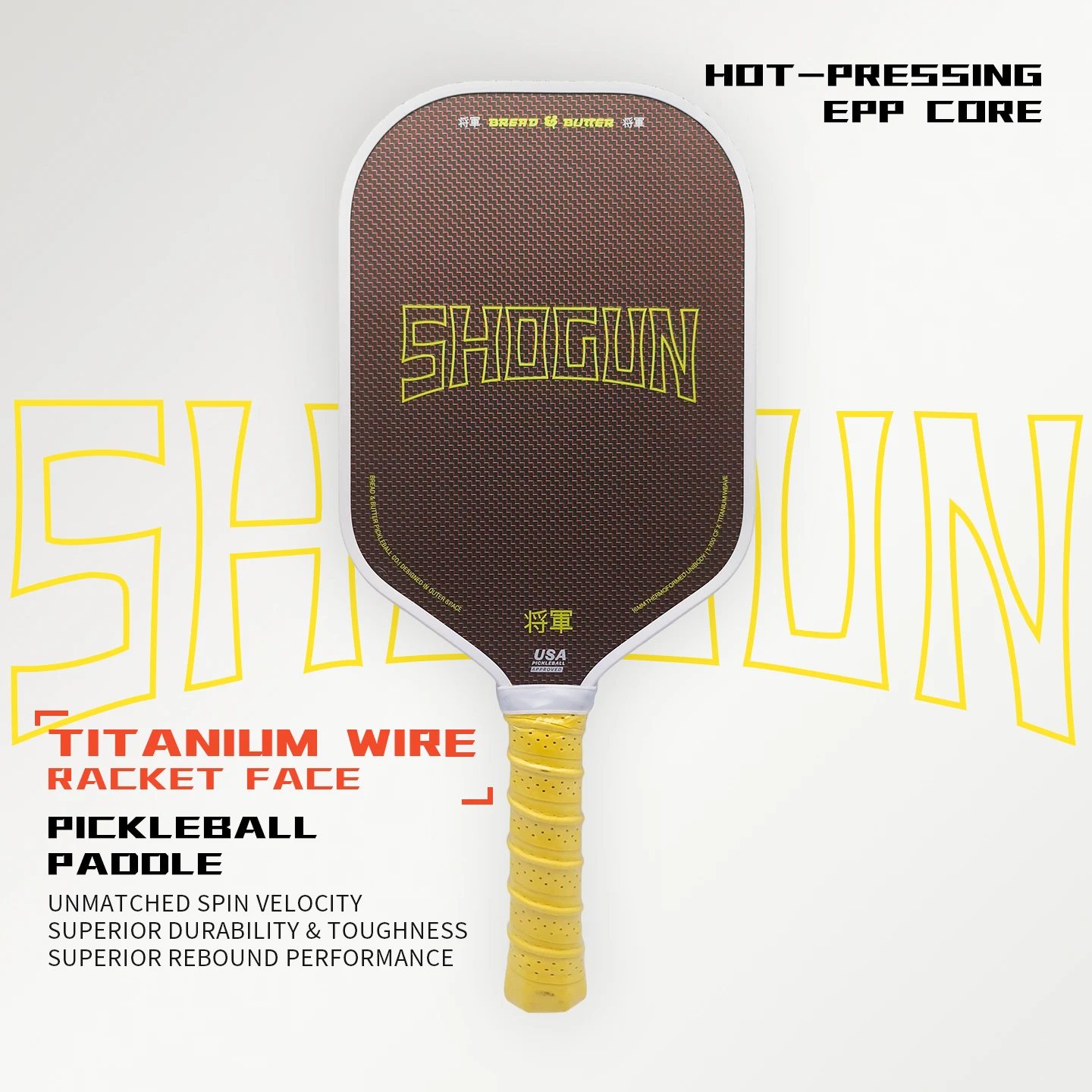 Pickleball Paddle BNB Shogun EPP Foam Core Titanium Wire Surface 16mm Lightweight USAPA Approved for Beginner Pro
