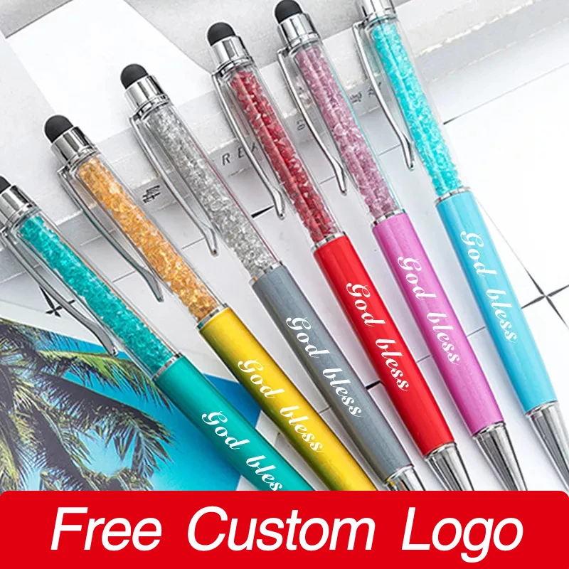 Metal Diamond Ballpoint Pen Capacitive Touch Screen Pen Personalized Gift Laser Custom Logo Pens Student School Office Statione