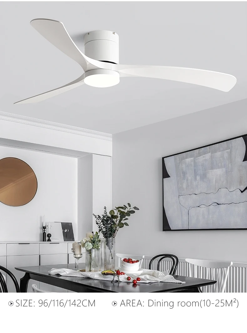 38/56inch Low Floor Ceiling Fan Light 3 Blades DC Motor Remote Control LED Lights for Restaurant Coffee Shop Home Hotel Office
