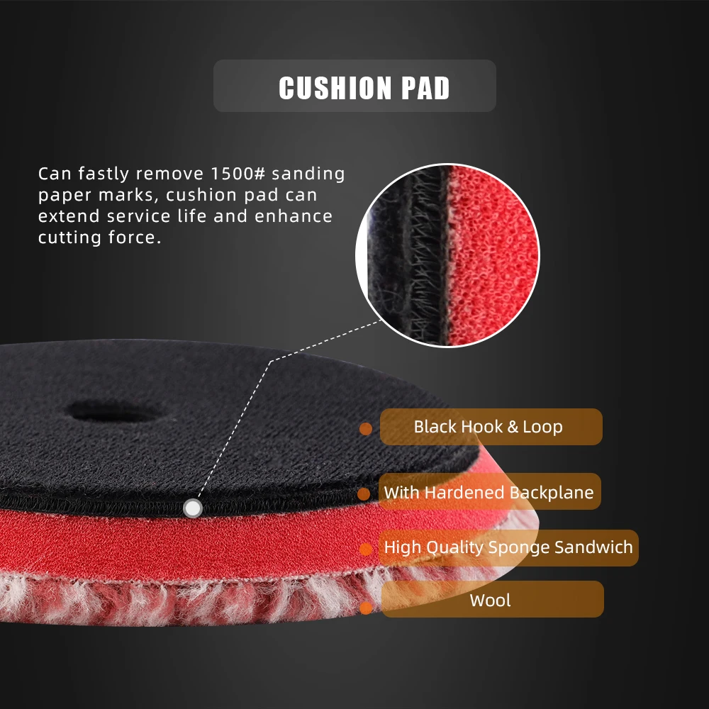 (Bulk Sale) SPTA 5/6 Inch Mix Red Orange Wool Polishing Car Paint Buffing Woolen Pad For DA/RO Waxing Buffer Polisher Detailing