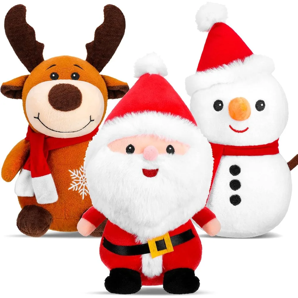 Christmas Plush Toys, Santa Claus Doll, Reindeer Stuffed Animal Snowman Toys, 9 Inch Stuffed Doll for Boys Girls, Christmas Gift