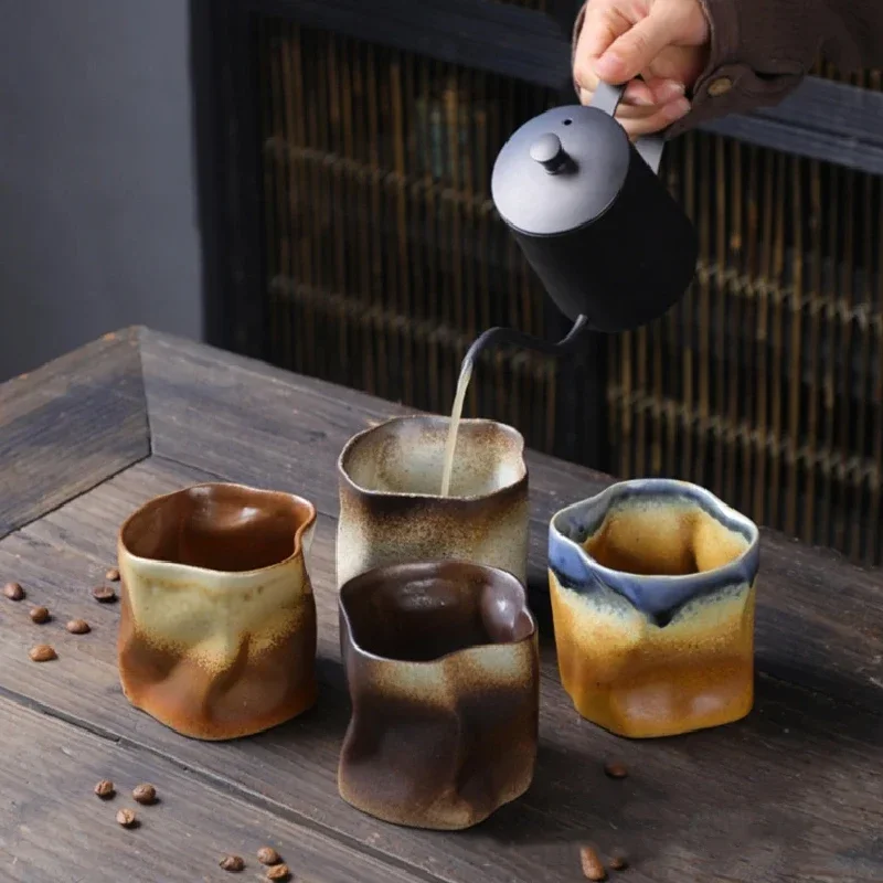 Taza de café con personalidad creativa, Taza Irregular Retro, Taza de cerámica gruesa japonesa, juego de té de cerámica multifuncional para el hogar, taza para el hogar