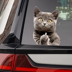 Cartoon Cute Cat Middle Finger Car Sticker Car Body Window Decoration For Truck Vehicles Automobiles Motorcycle For Macbook