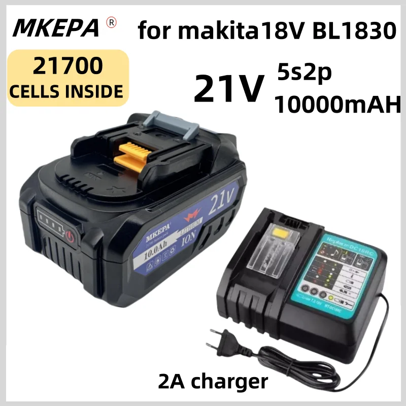 

21v 5S2P 10000mAh 21700 for Makita18V BL1830 lithium-ion rechargeable power tool battery 21V BL1860 BL1850 BL1860B BL1840