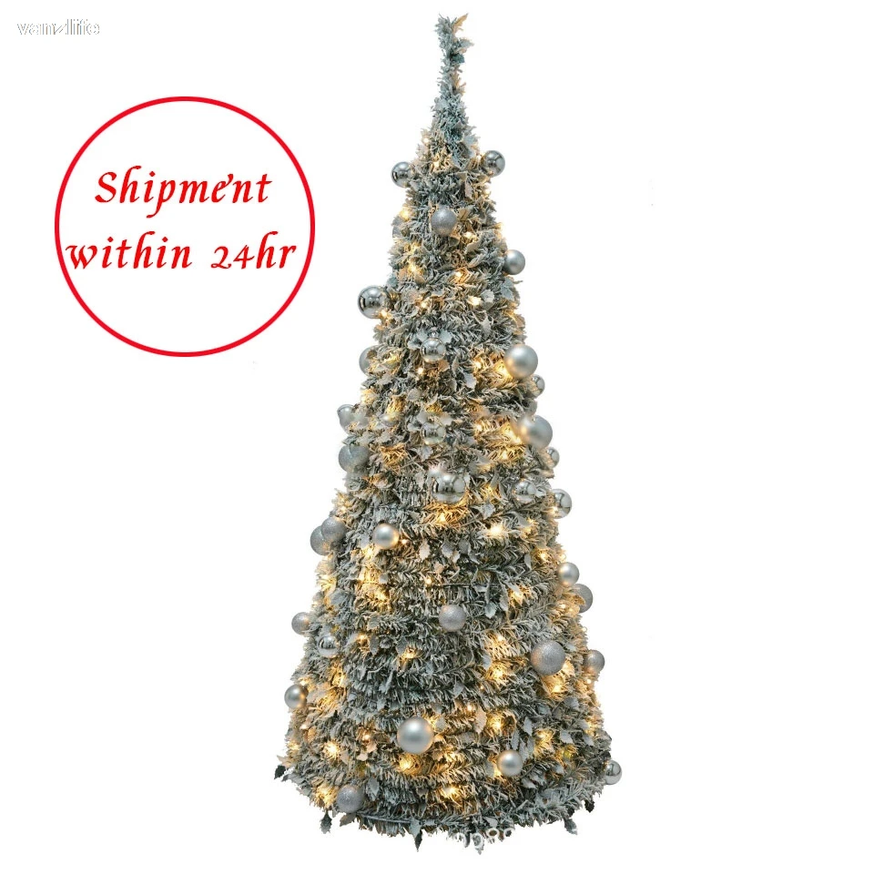 Luminous Foldable Christmas Tree 1.2/1.5/1.8/2.1 M Retractable Christmas Tree Christmas Decorative Gift