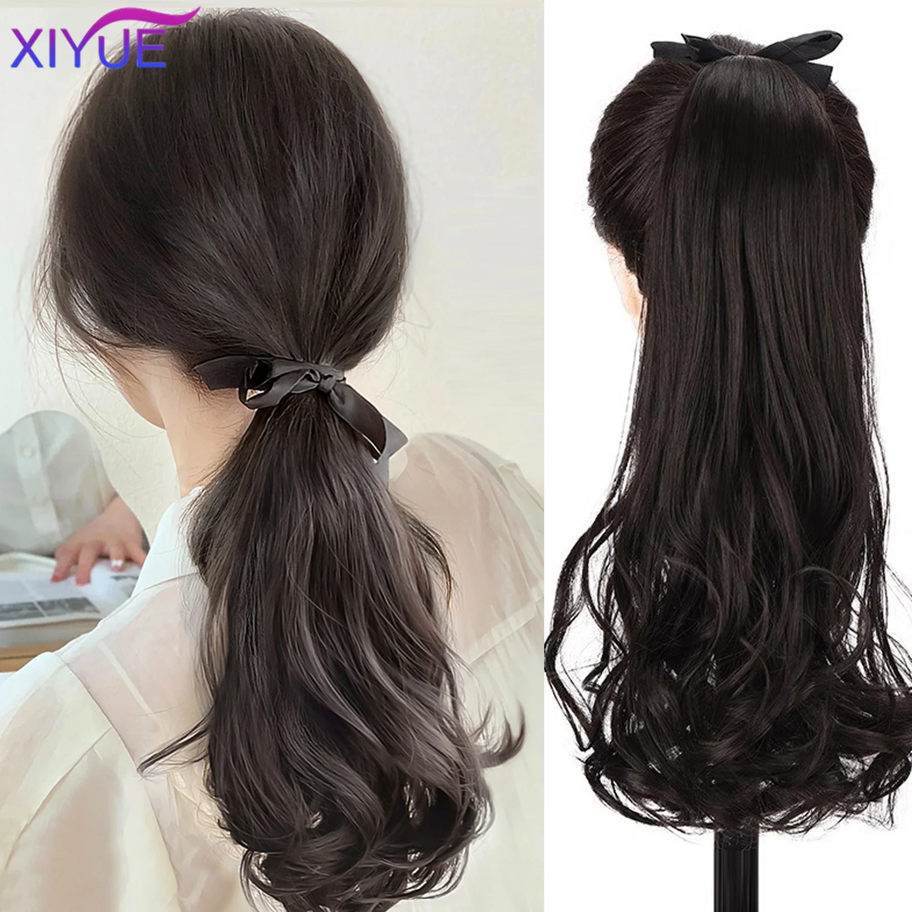 

XIYUE Ponytail Female Pear Flower Curl Bandage Slightly Curly Ponytail Braid Fashion Natural Ponytail Wig Pony Tail Pear Flower