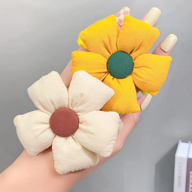 Girls Cute Colorful Cotton Big Flower Elastic Hair Bands Children Sweet Hair Decorate Headband Hair Tie Lovely Hair Accessories