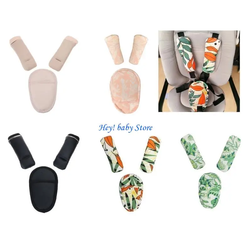 

Q1FE Universal Car Belt Covers Breathable Pram Belt Cushion 3 Pads Belt Pad Provide a Comfortable Touch for Your Newborn