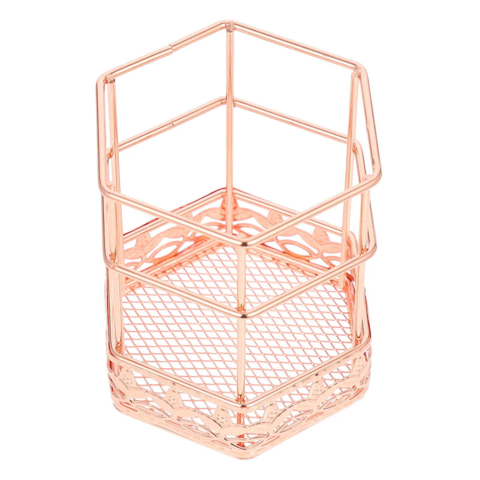 

Rose Gold Wrought Iron Pen Holder Decorative Metal Stylish Makeup Brush Organizer Pencil Holder Stationery Container Desk