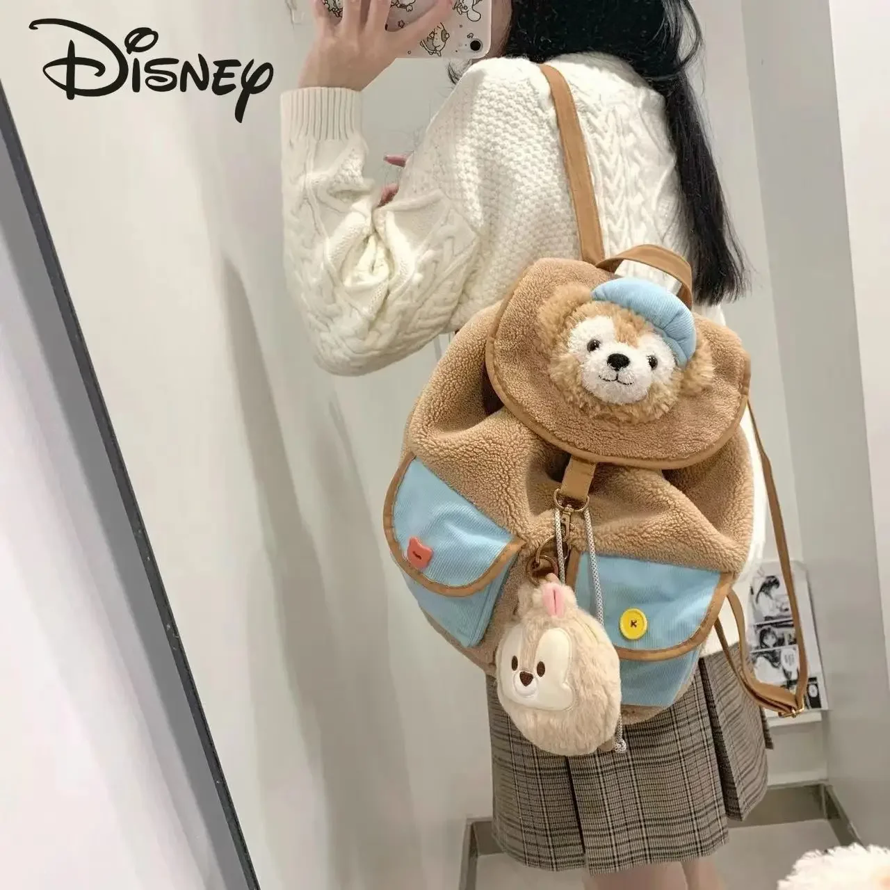 Disney New Girls' Plush Backpack Fashion High Quality Children's Backpack Cartoon Casual Large Capacity Women's Dolly Backpack