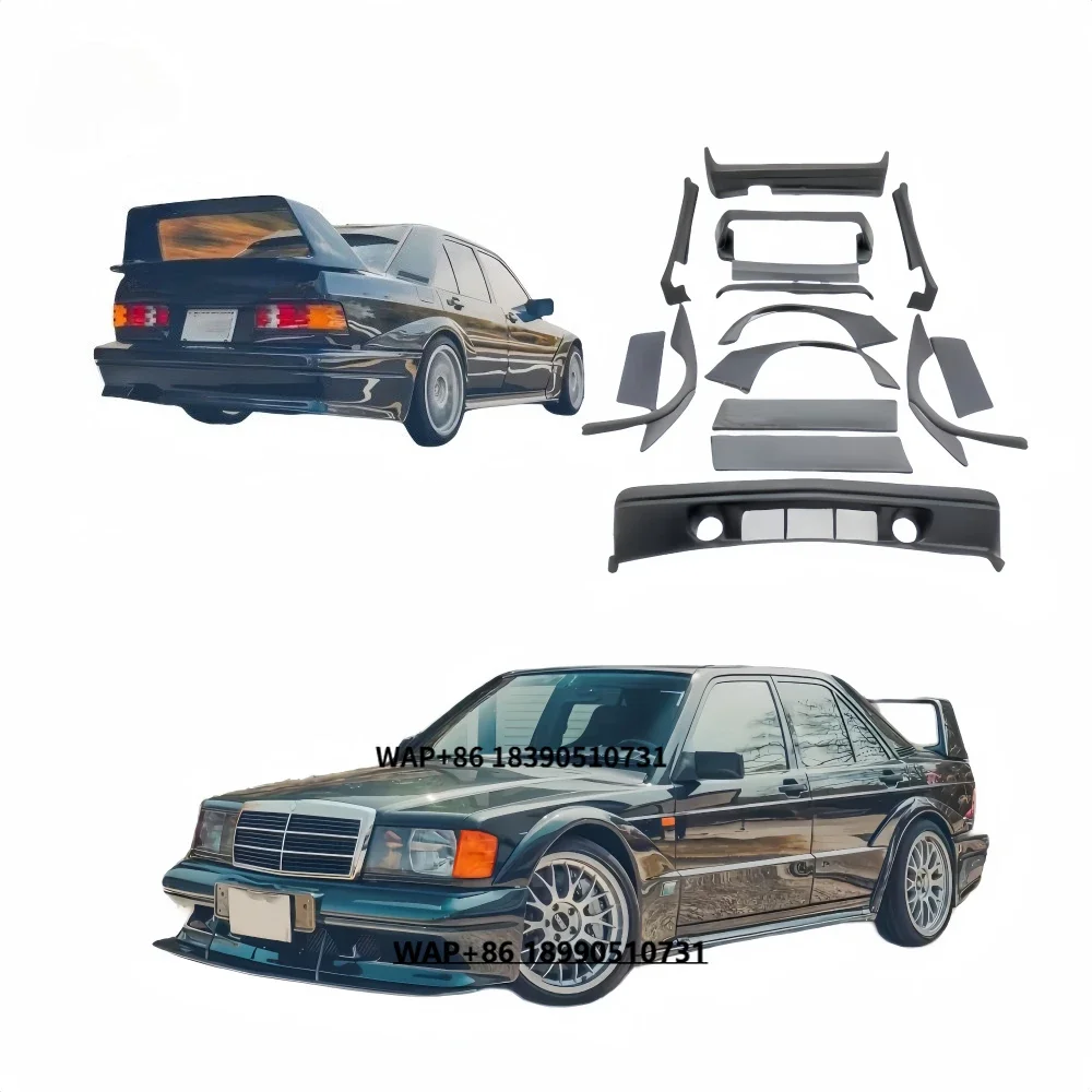 

For C-Class W201190E Body Kit Wide Body Fender EVO2 190e Front Bumper Rear Bumper Side Skirt Rear Spoiler Wing