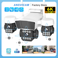 ANSVICAM 12MP 6K UHD WIFI Camera 3-PTZ Outdoor Cam Three Lenses Triple Screens Security Monitor Night Vision Waterproof CCTV